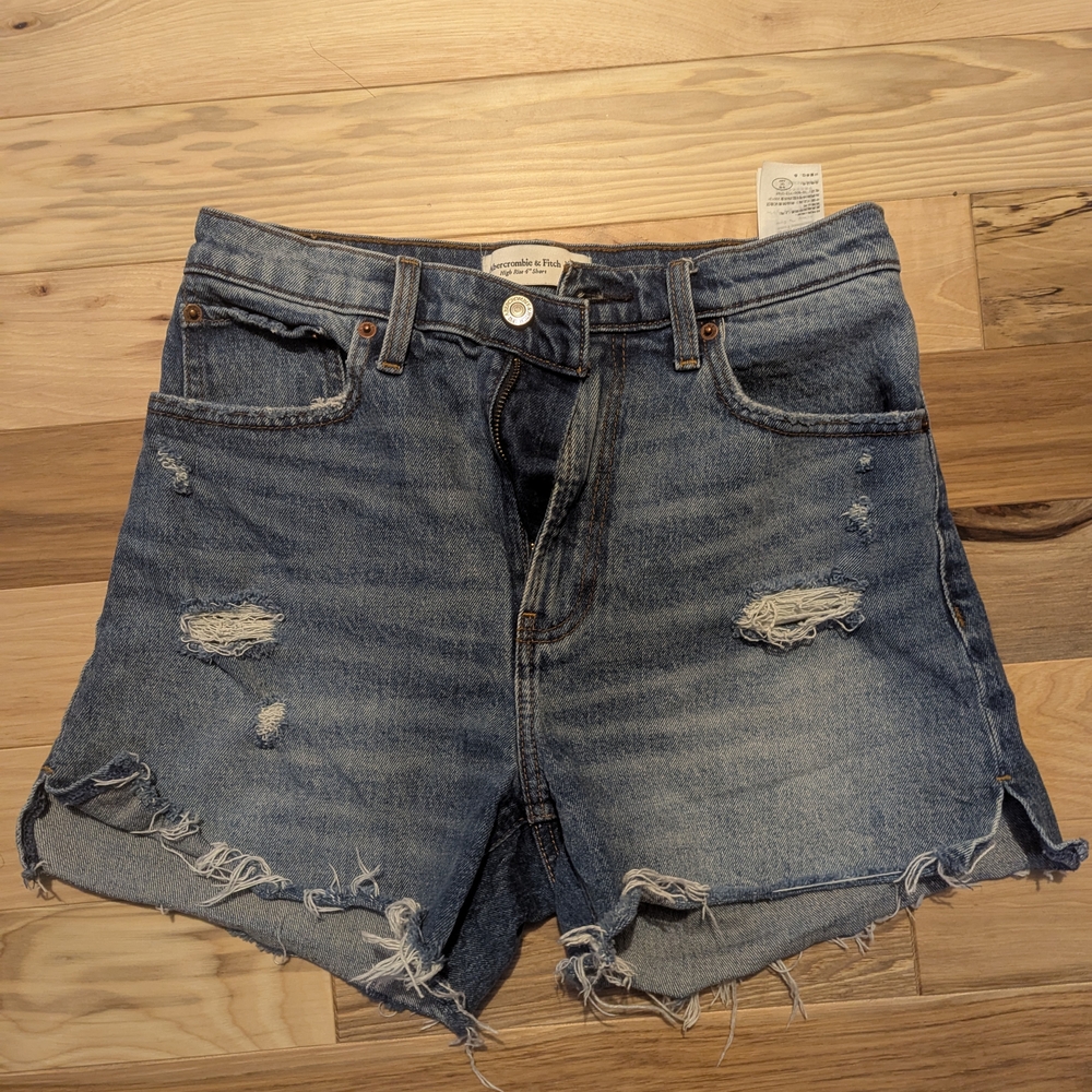 Abercrombie & Fitch Blue Jean Shorts Distressed Frayed Hem